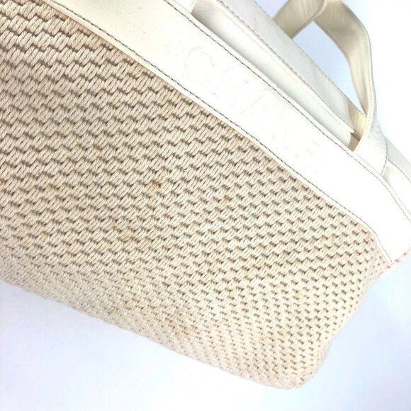 CHANEL CC CC Mark logo Tote Bag Shoulder Bag Hand Bag Leather/Canvas Beige/White - Picture 9 of 16